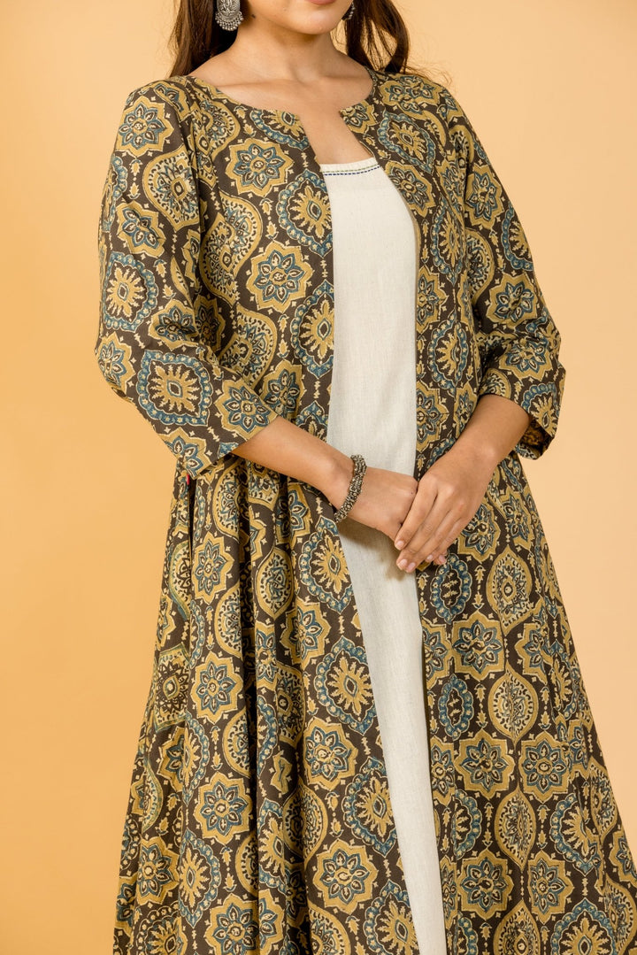 Itr Ajrakh Indo Western 3 pc Set - womenswear -