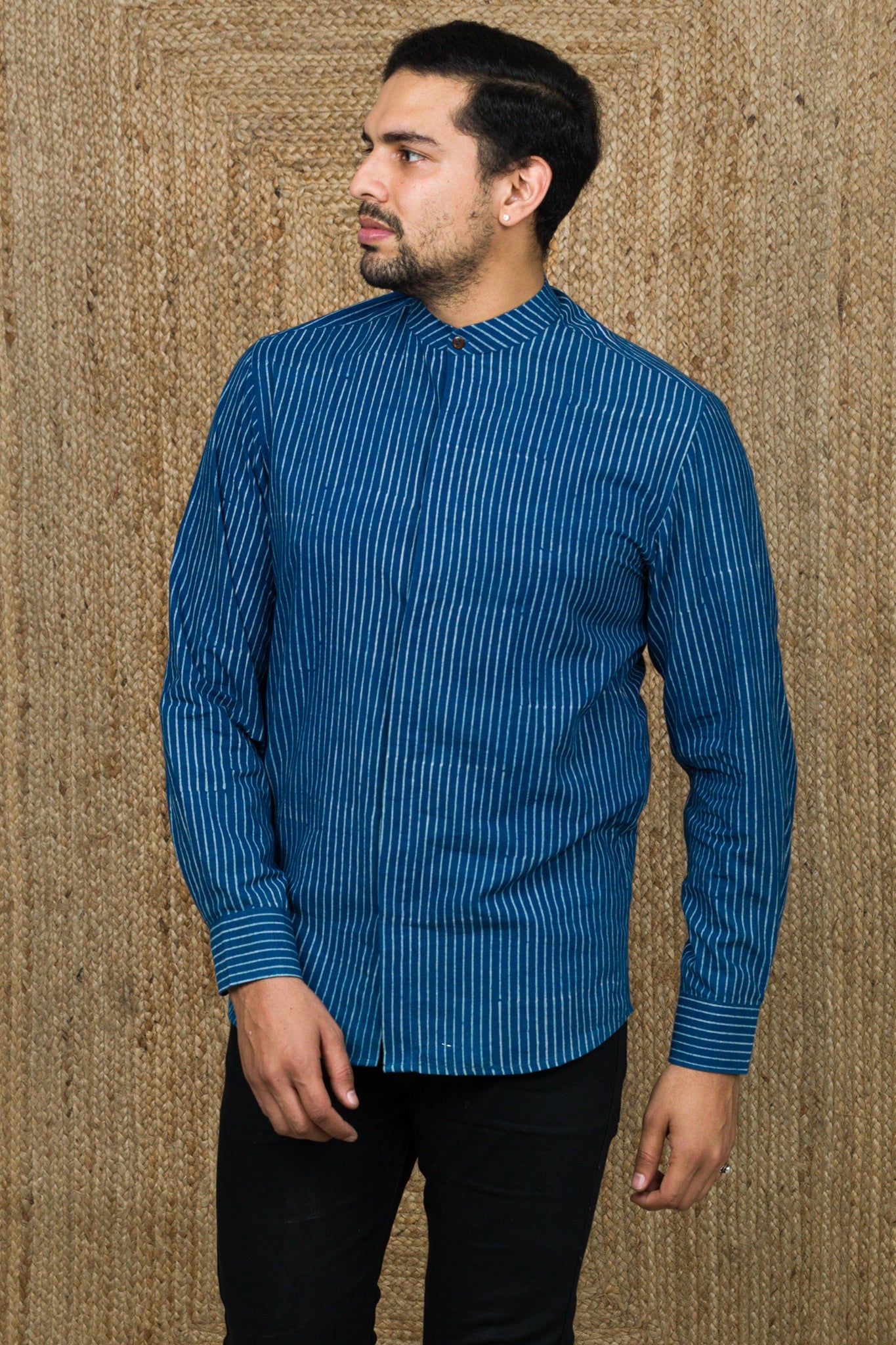 indigo Block Printed Casual Women Shirts