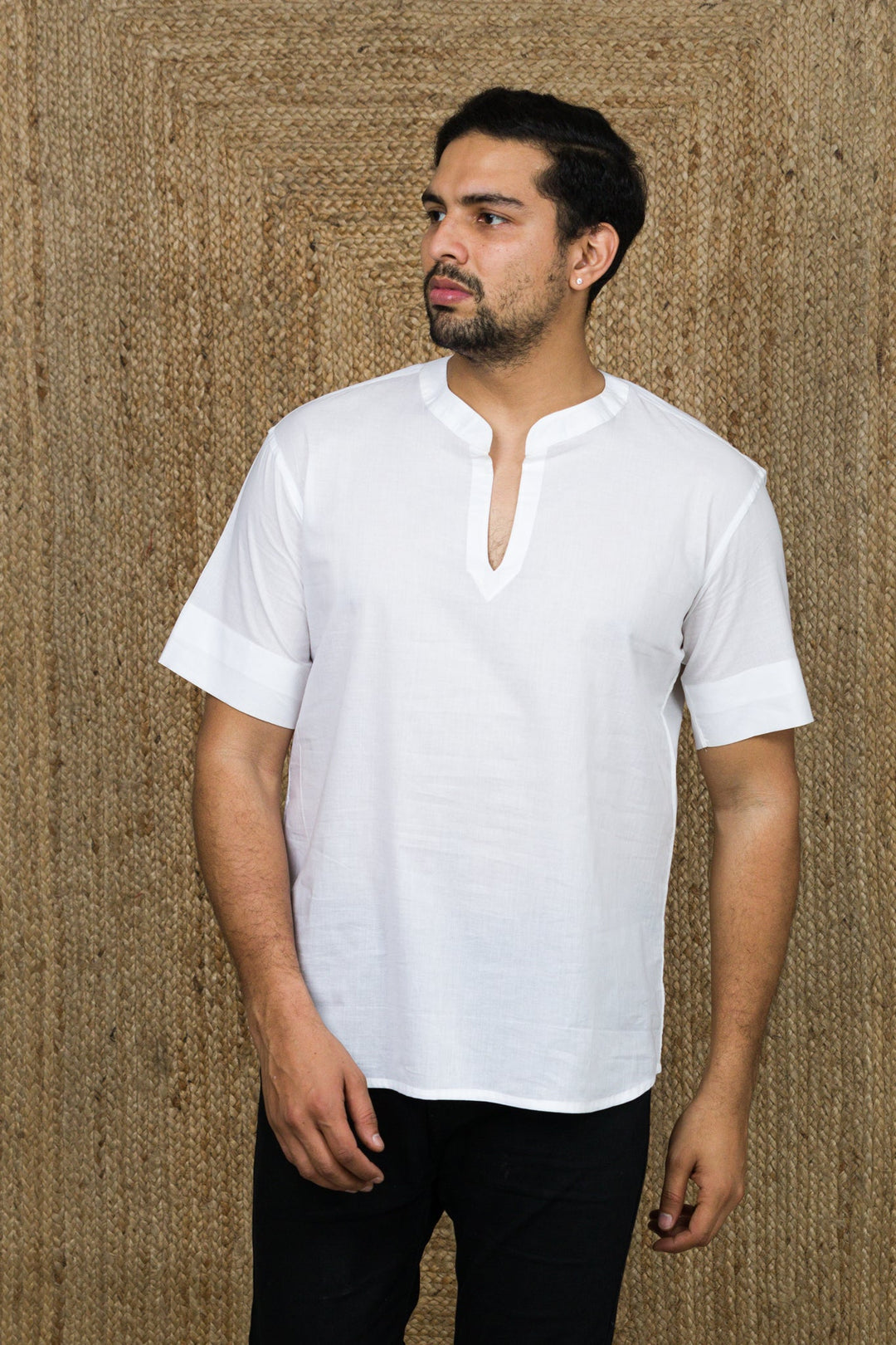 White Short Kurta for Men - mens - 01552/M/SK/WC