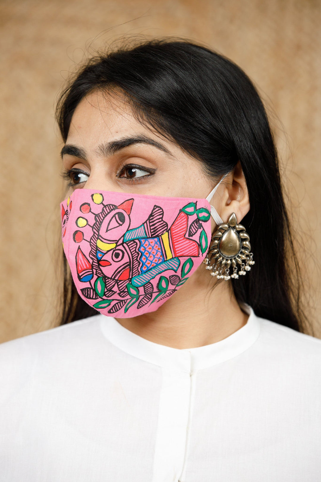 Madhubani Handpainted Mask - Mask - 02301/M
