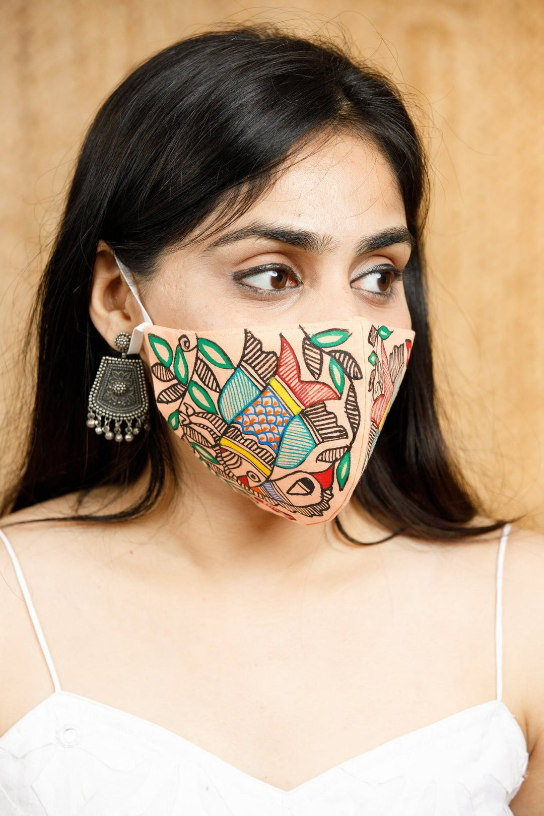 Madhubani Handpainted Mask - Mask - 02632/M