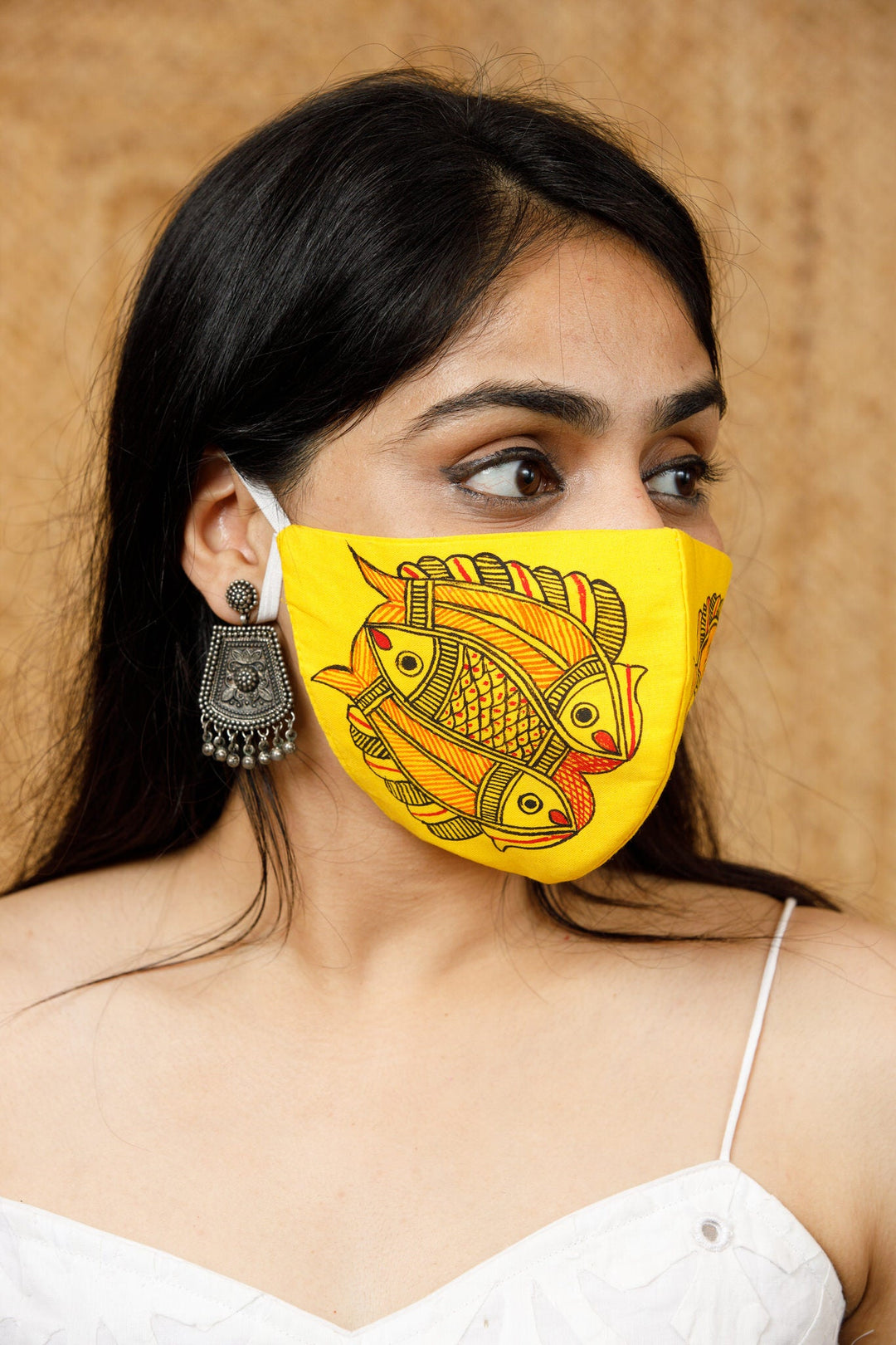 Madhubani Handpainted Mask - Mask - 02636/M