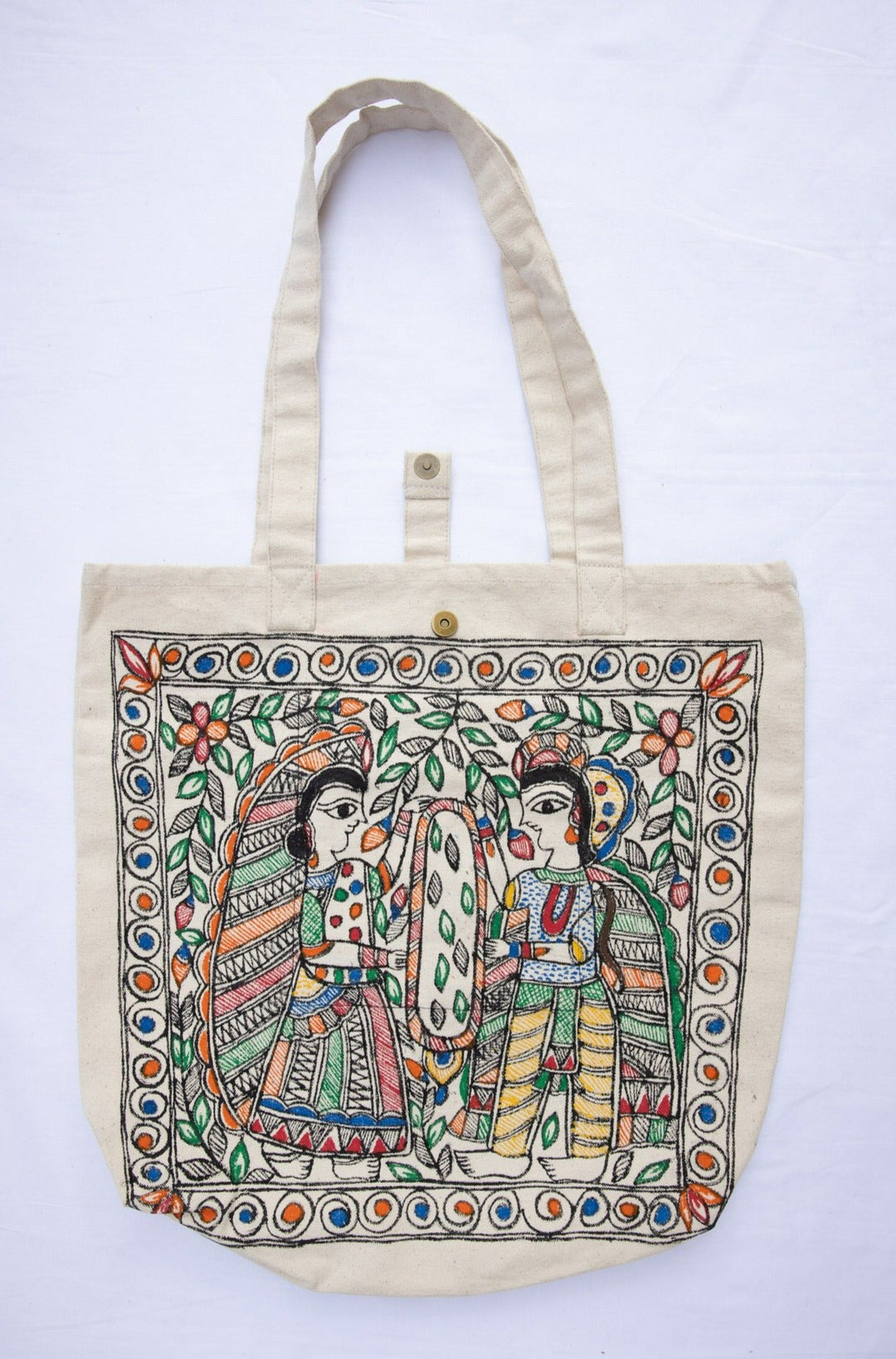 Madhubani Handpainted Canvas Bag - Bags - 03535/BG