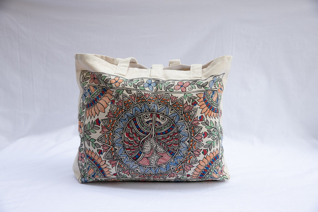 Madhubani Handpainted Canvas Bags - Bags - 03829/BG