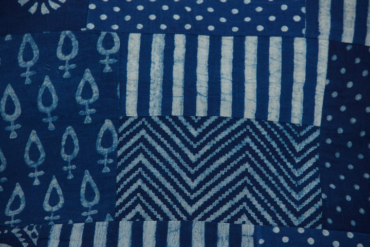 Indigo Hand Block Patch Work Cushion - cushion - 04234/CU