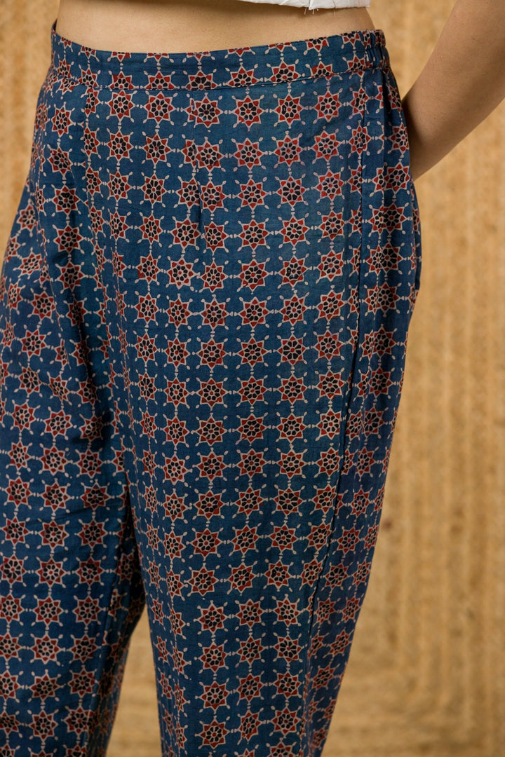 Ajrakh Hand Block Print Pants - womenswear - 1087/W/P/BL