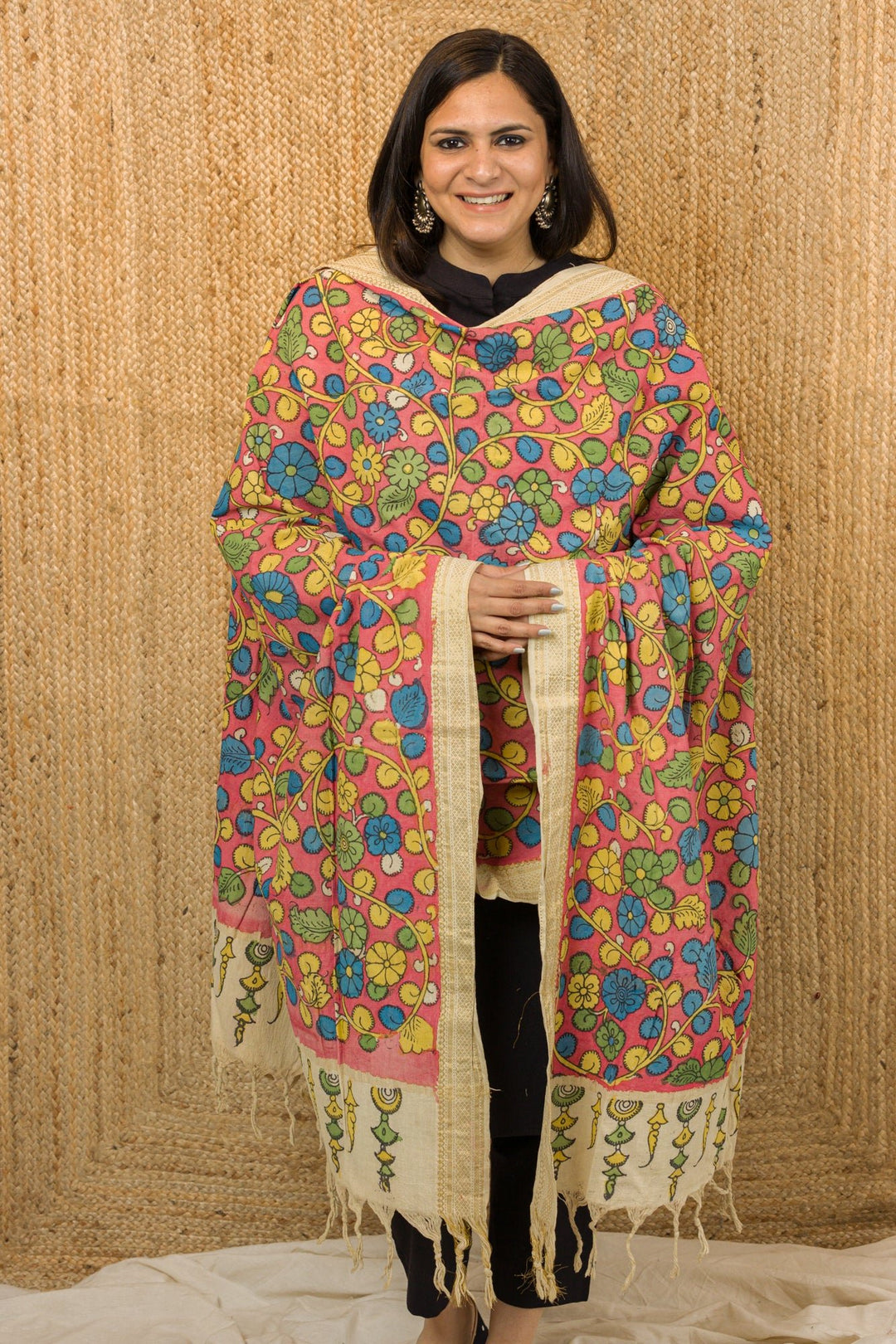 Kalamkari Cotton Dupatta - dupatta -
