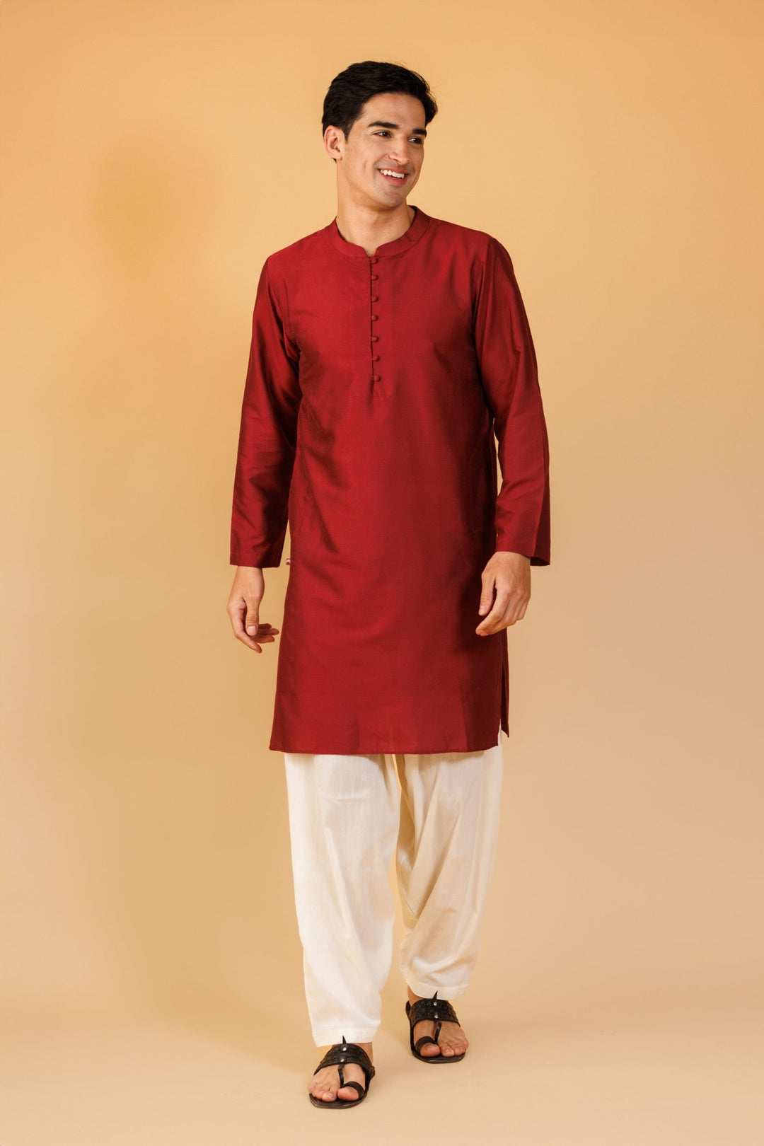 Mehroon Men's Long Kurta - mens -