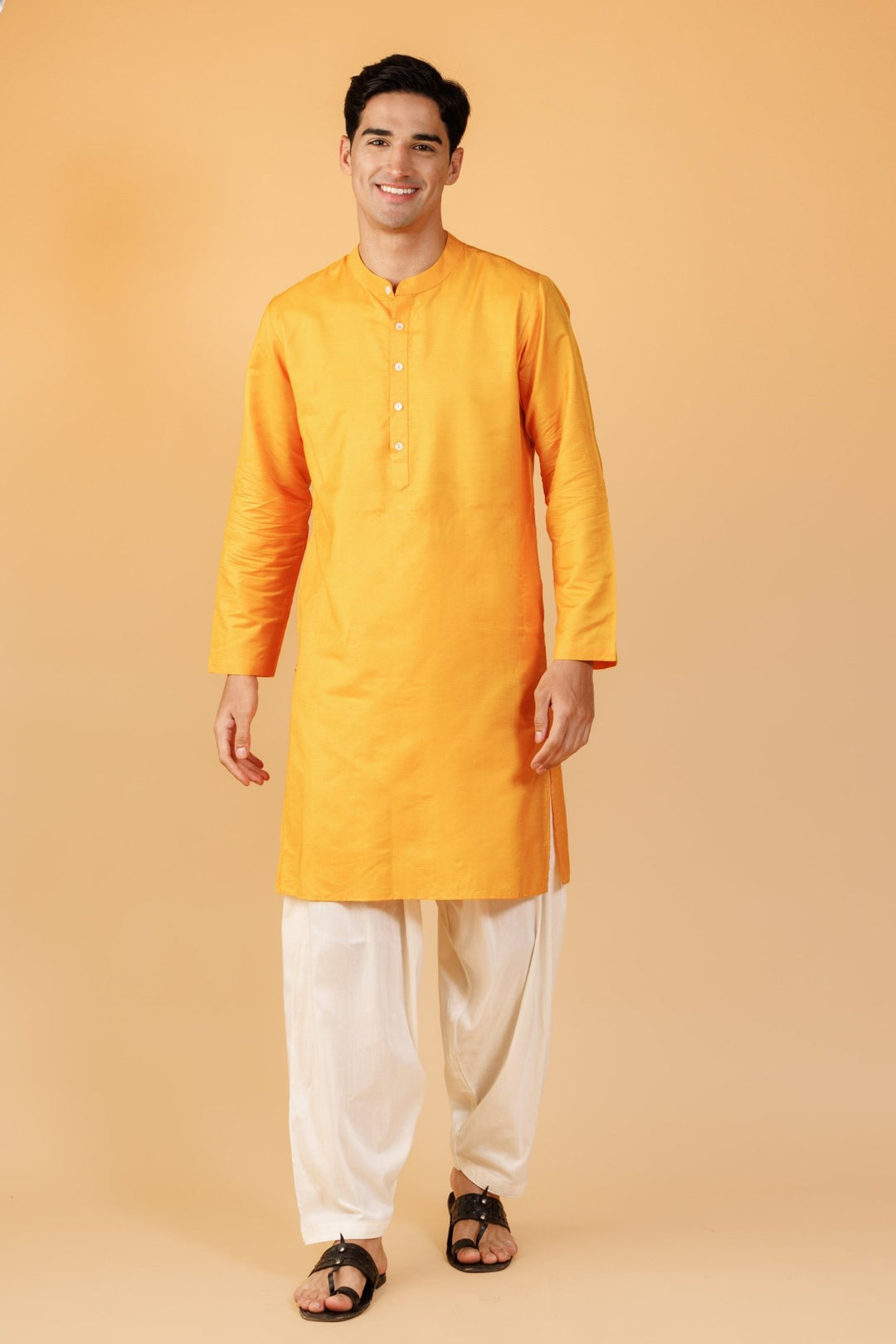 Yellow Men's Kurta - mens -