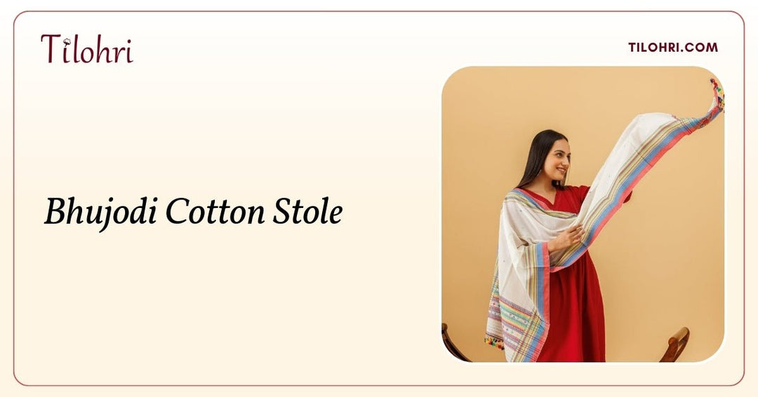 Cotton Bhujodi Handwoven Stole with Bootas: A Handloom Story - Tilohri