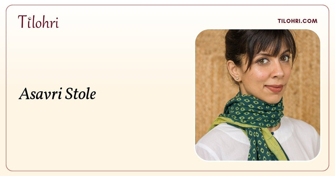 Cotton Stole with Natural Dye Hand Block Print: Asavri Story - Tilohri