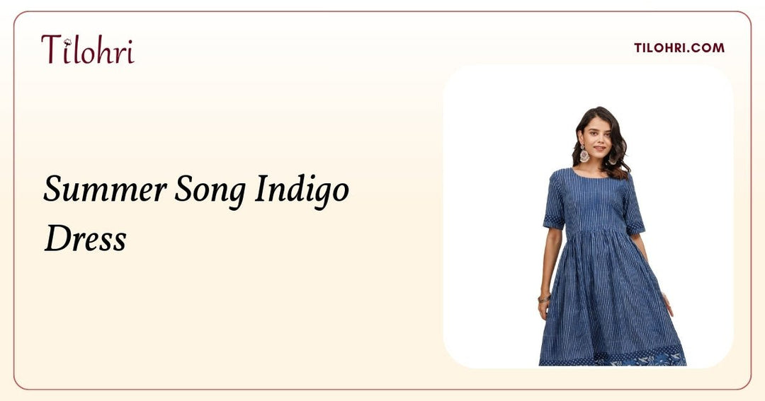 Flared Indigo Dress with Back Buttons: A Hand-Block Story - Tilohri
