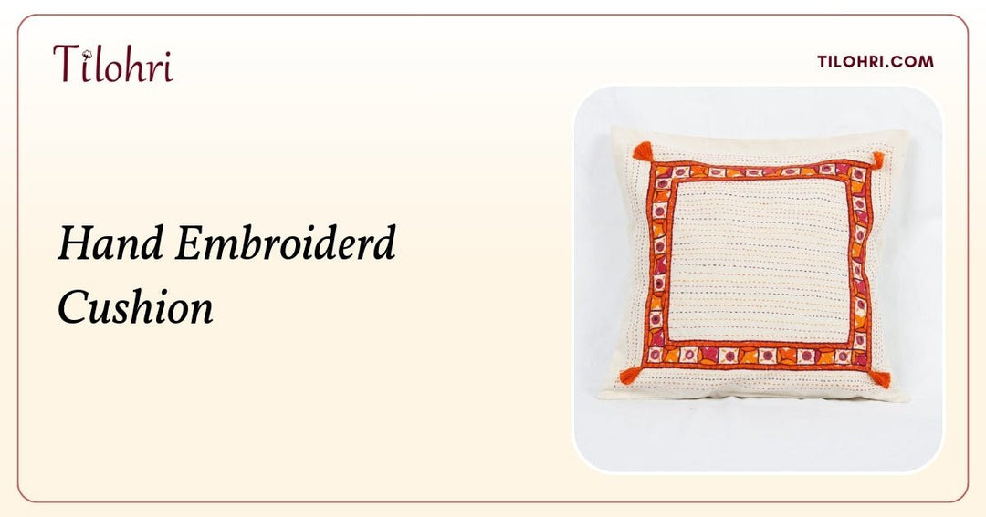 Hand Embroiderd Cushion with Tassels: A Threaded Story - Tilohri