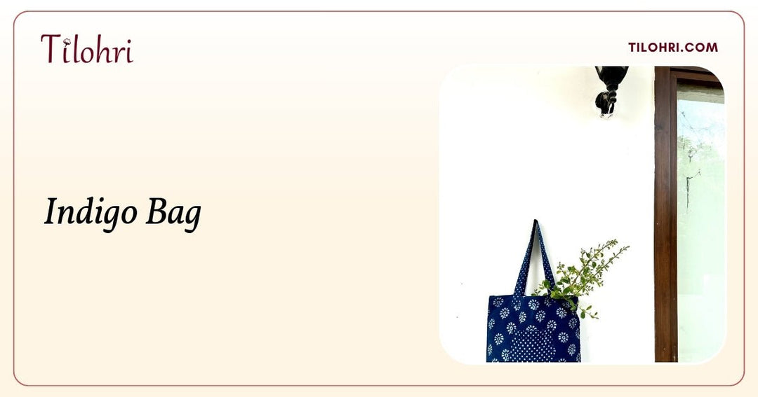 Handblocked Indigo Jhola Bag with Zipper: A Layered Indigo Story - Tilohri