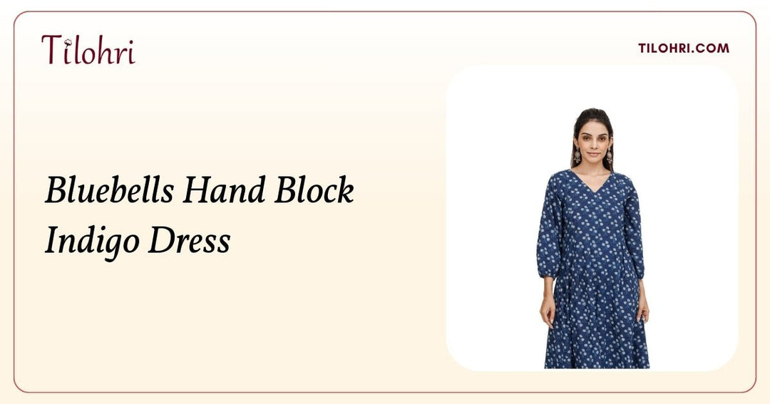 Indigo Blue Hand Block Dress with Pockets: A Layered Depth Story - Tilohri