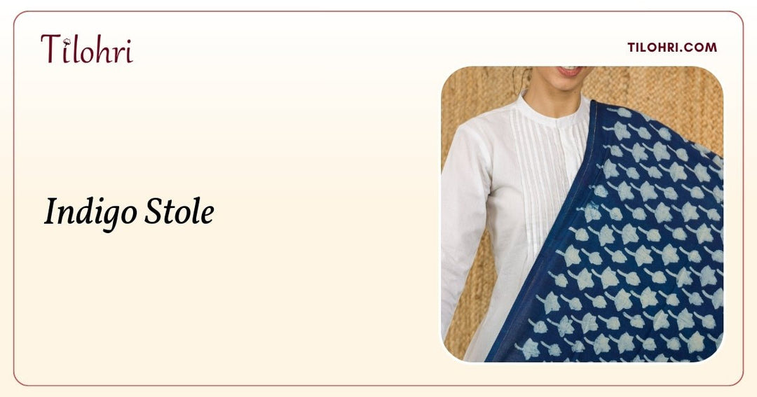 Indigo Cotton Stole: A Natural Indigo Hand Block Print Story - Tilohri