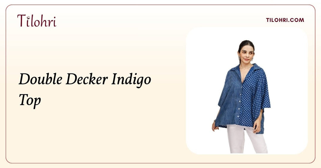 Indigo Cotton Top with Double Decker Design: A Hand-Block Story - Tilohri