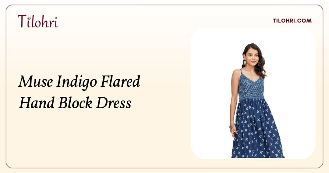 Indigo Flared Strap Dress: A Layered Hand-Block Story - Tilohri