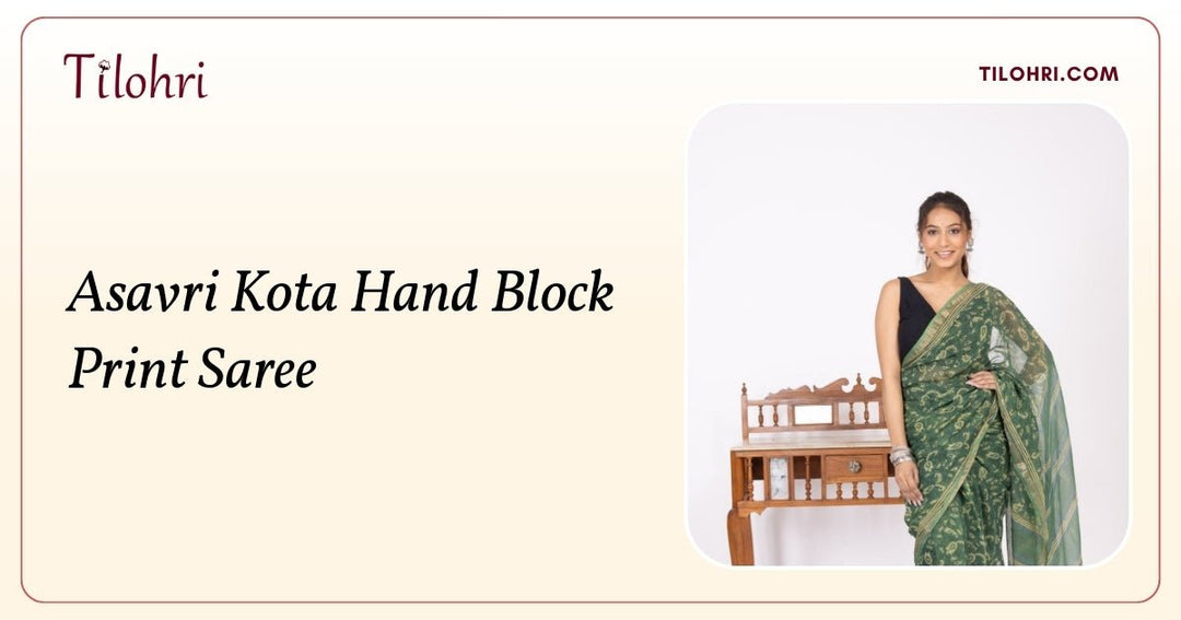 Indigo Green Kota Cotton Saree: A Hand-Block Story - Tilohri
