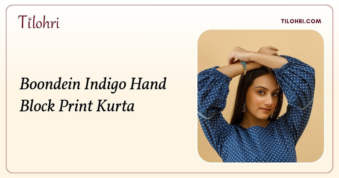 Indigo Hand Block Print Kurta: Layered Depth in Blue - Tilohri