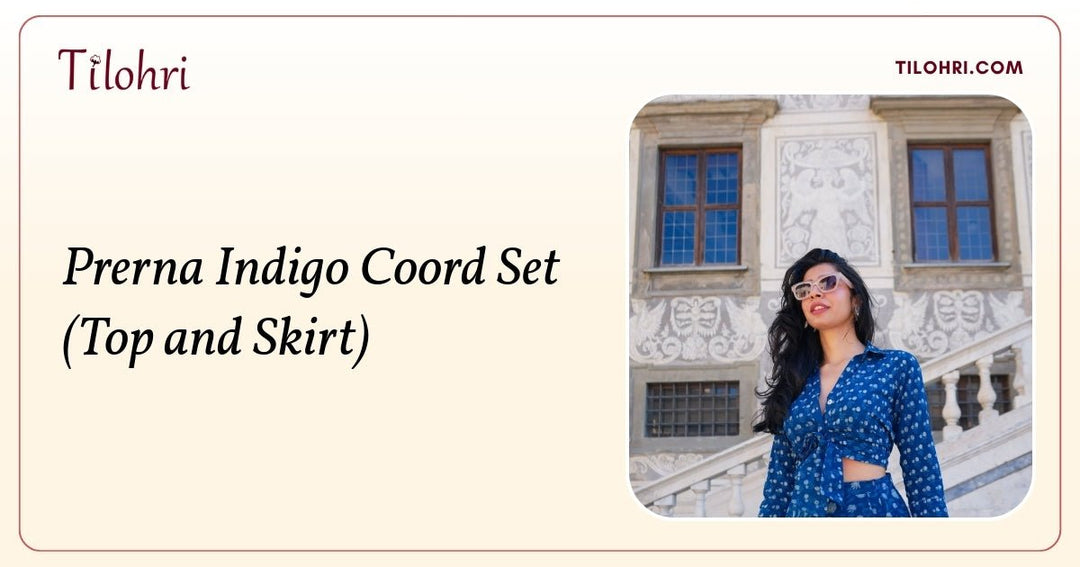 Indigo Handblocked Coord Set: Layered Depth in Prerna - Tilohri