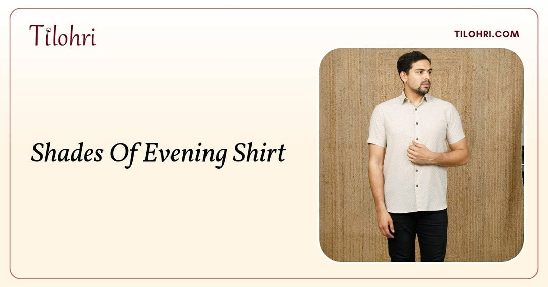 Natural Dye Hand-Block Short Sleeve Shirt: Shades Of Evening - Tilohri