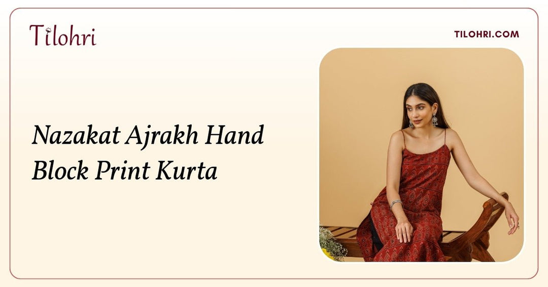 Nazakat Ajrakh Hand Block Print Kurta: 16 Days of Natural Dye - Tilohri