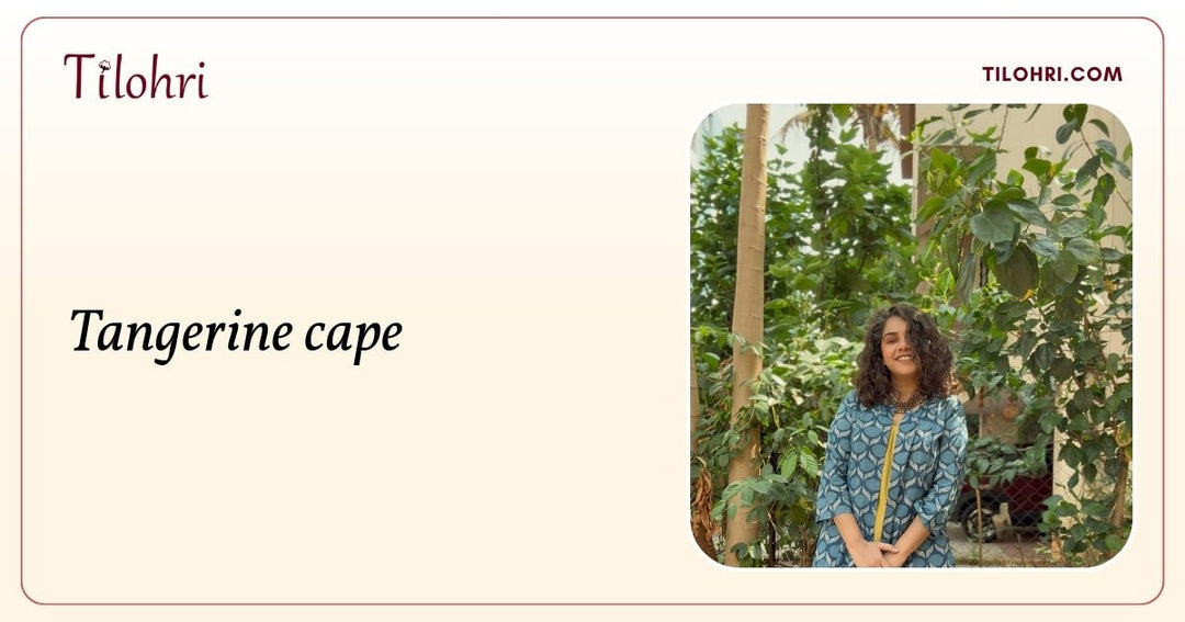 Tangerine Indigo Kalidaar Cape: A Hand-Block Story - Tilohri