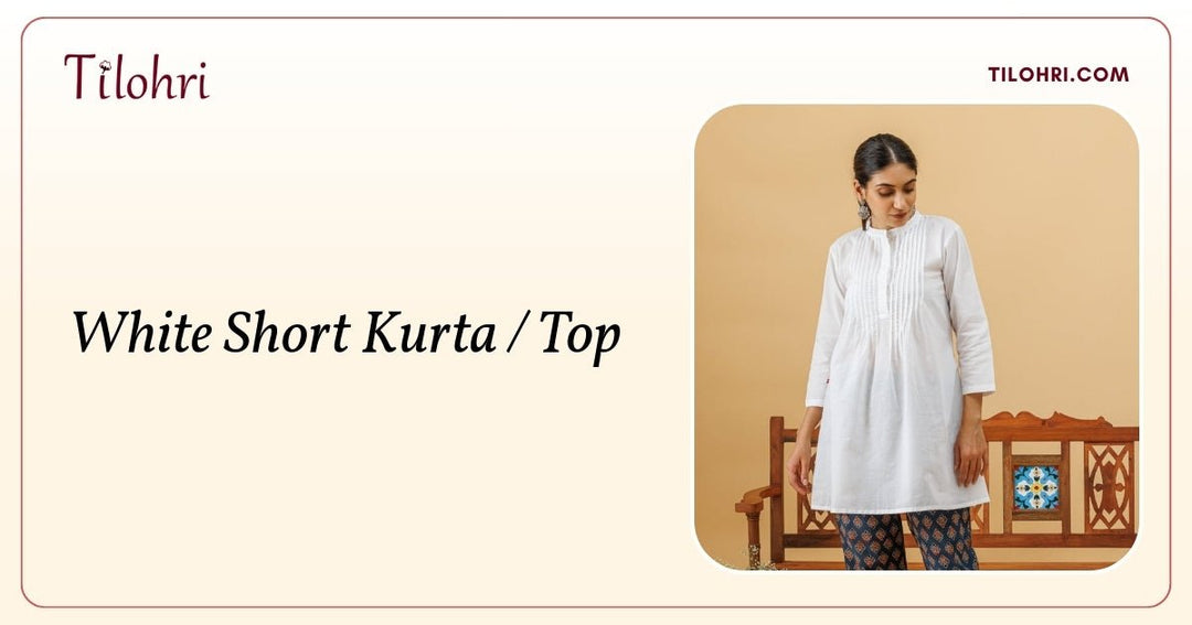White Cotton Short Kurta with Pintuck: A Mixed Craft Story - Tilohri