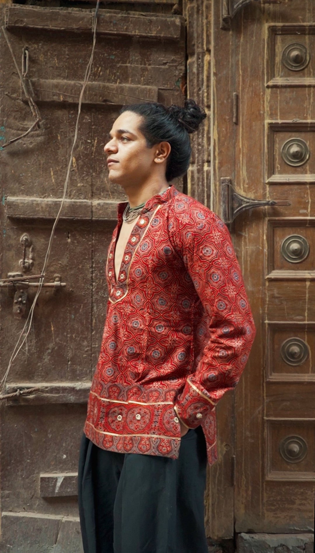 Festive Ajrakh Short kurta - mens - 