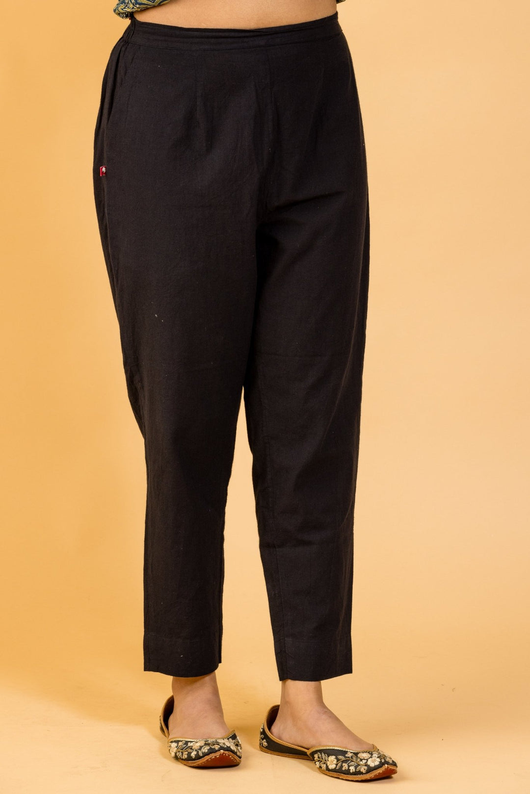 Plain Black Straight Pants - womenswear -