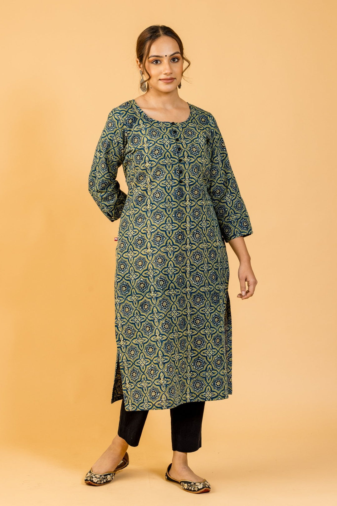 Srijani Ajrakh Cotton Kurta - womenswear -