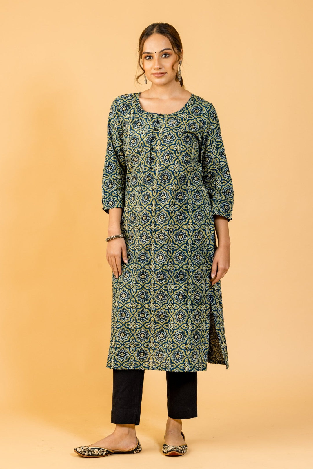 Srijani Ajrakh Cotton Kurta - womenswear -