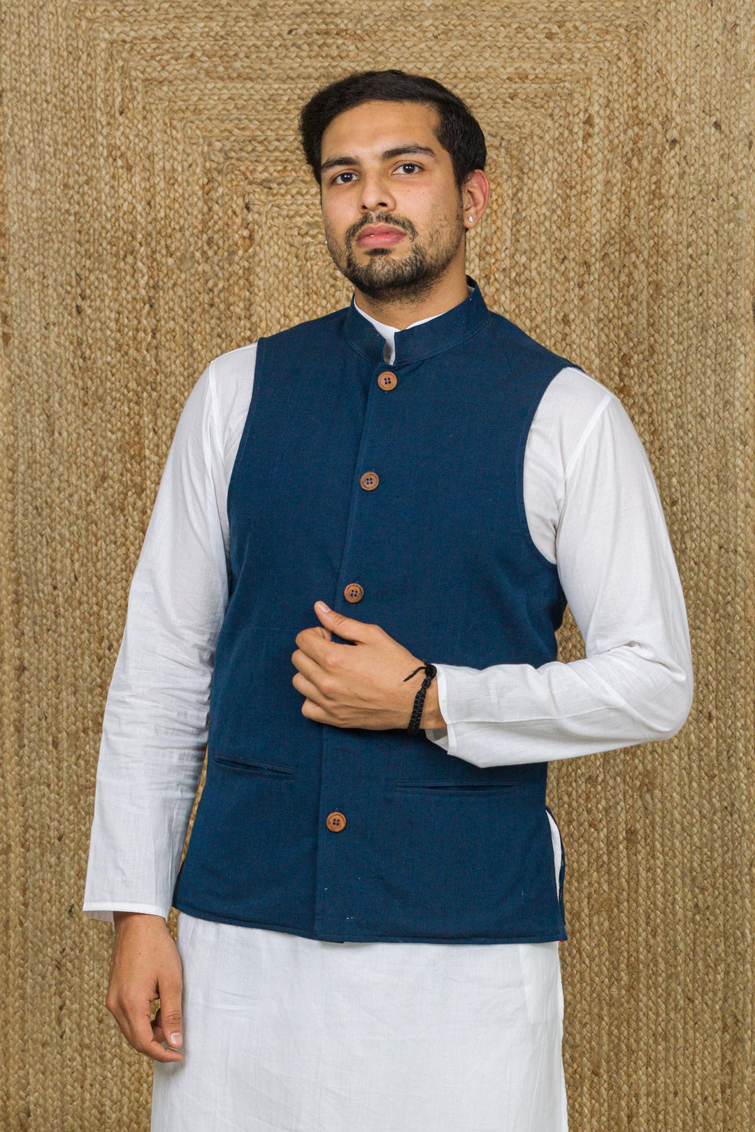 Handloom Nehru Jacket - mens - 01217/M/NJ/BLHL