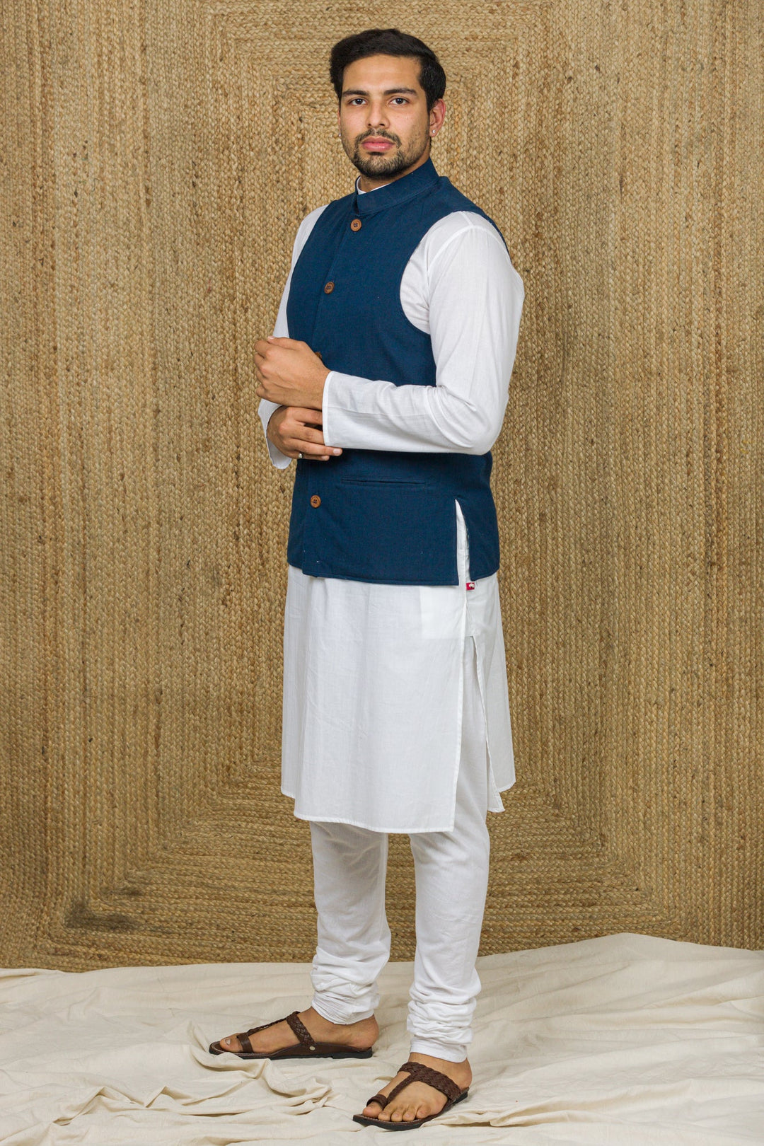 Handloom Nehru Jacket - mens - 01217/M/NJ/BLHL