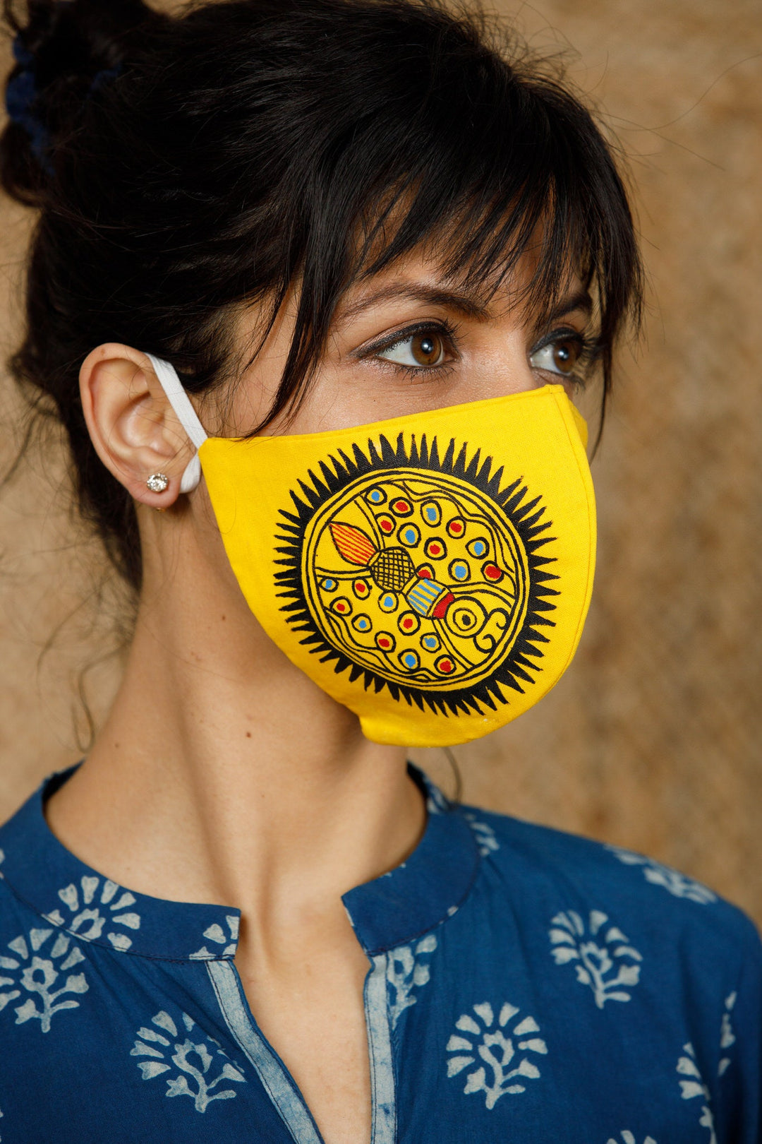 Madhubani Handpainted Mask - Mask - 02464/M