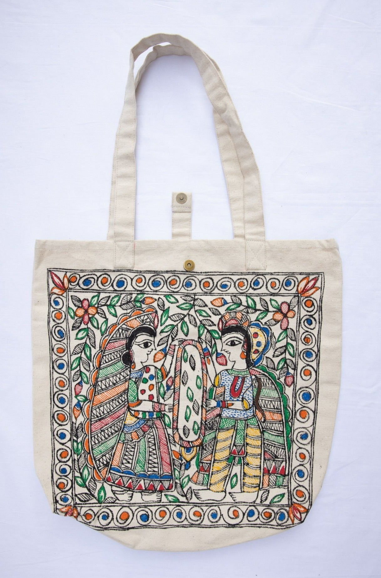 Madhubani Painted Tote Bag Red - Authentic Handcrafted Products by Indian  Women Artists