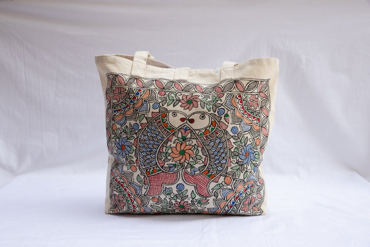 Madhubani Handpainted Canvas Bags - Bags - 03569/BG