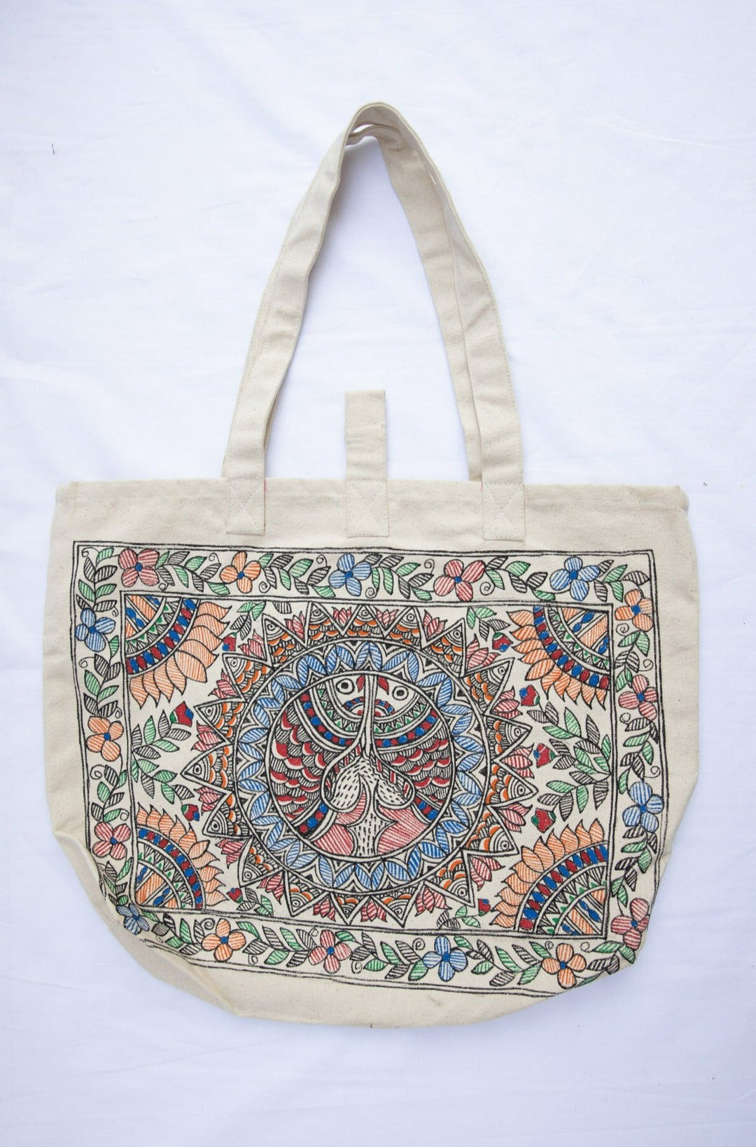 Madhubani Handpainted Canvas Bags - Bags - 03829/BG