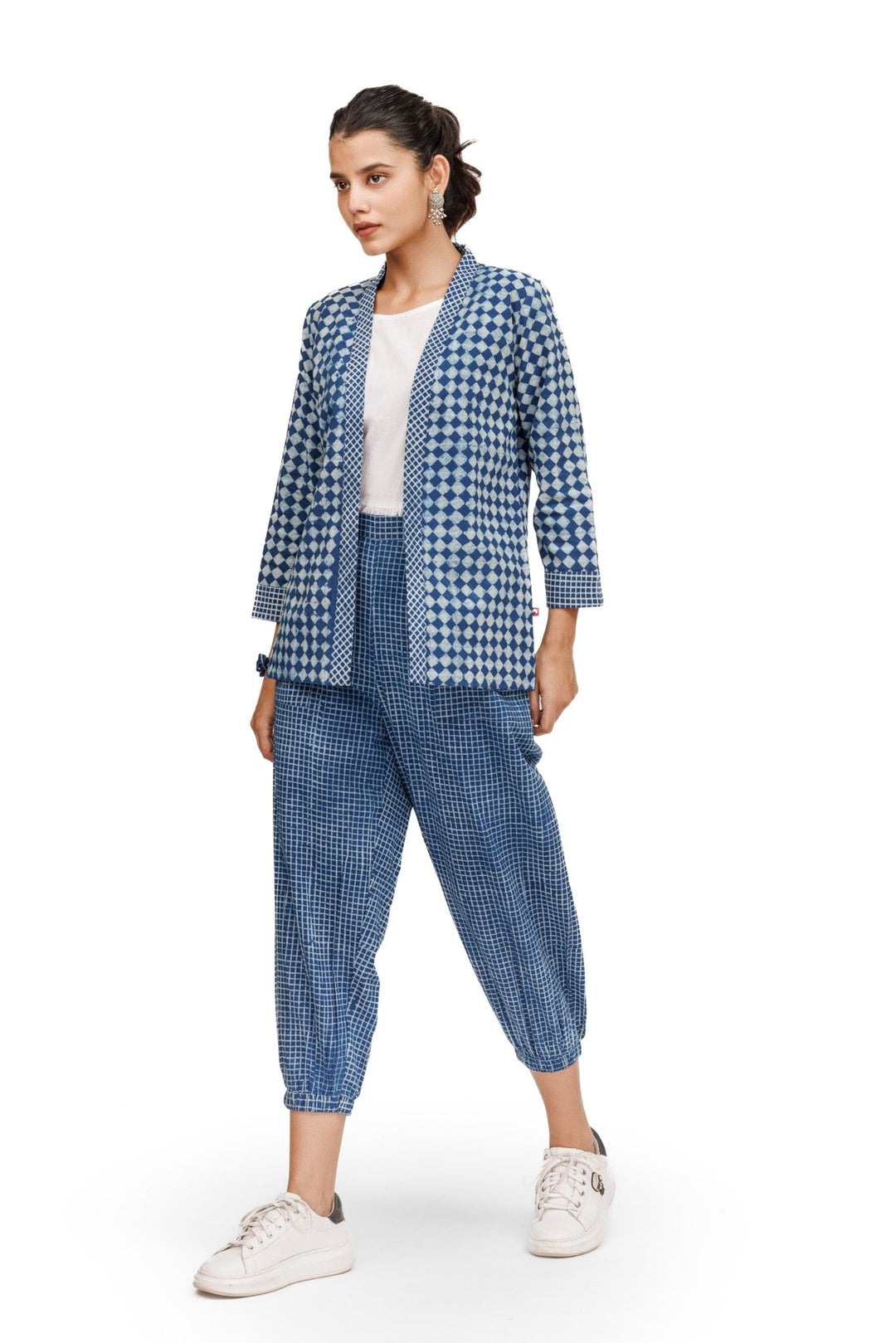 Reversable Indigo Hand Jacket with Pants and White Inner - womenswear - 1021/W/JPCT/I