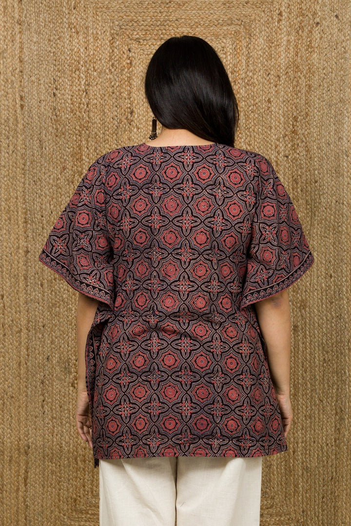 Ajrakh Hand BlockPrint Kaftan - womenswear - 1025/W/K/BK