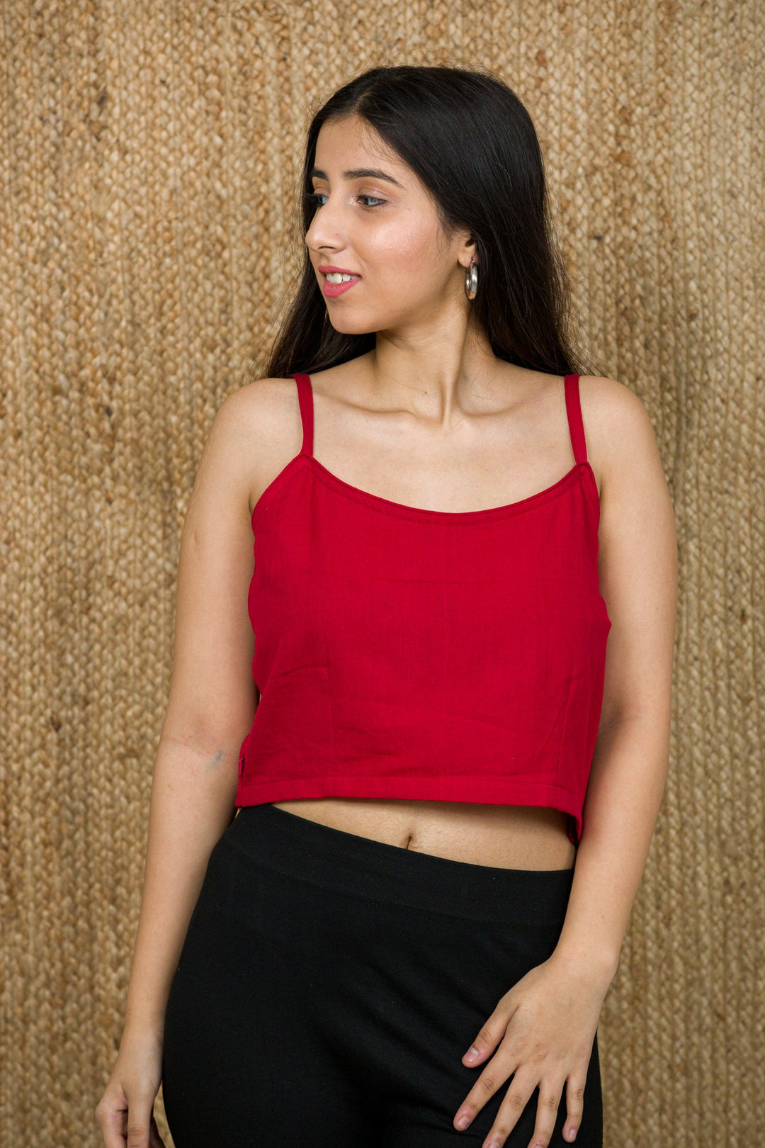 Handloom Red Crop Top - womenswear - 1035/W/SCT/R