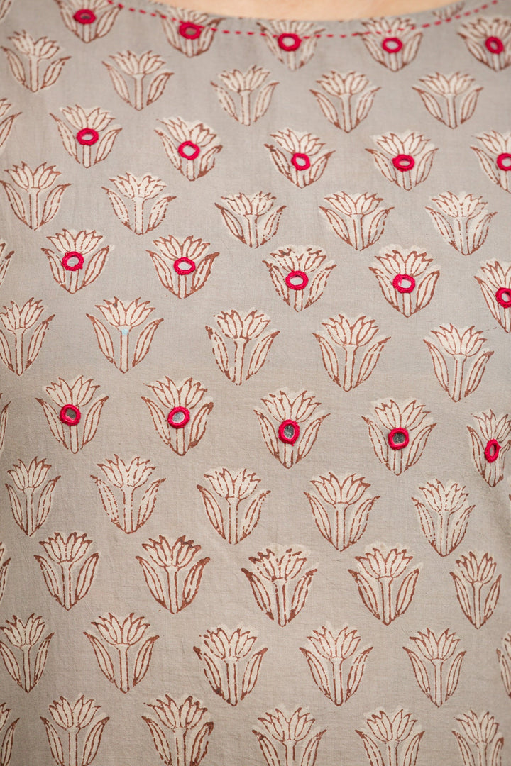 Lilies Hand Block Print Kurta - womenswear - 1055/W/KU/SOE