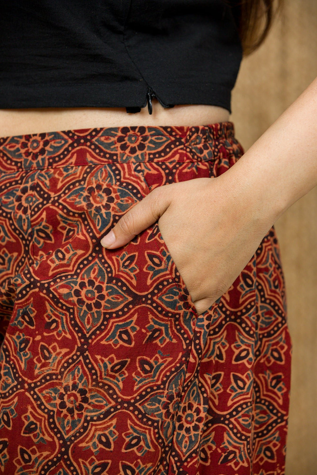 Ajrakh Hand Block Print Pant - womenswear - 1074/W/P/R