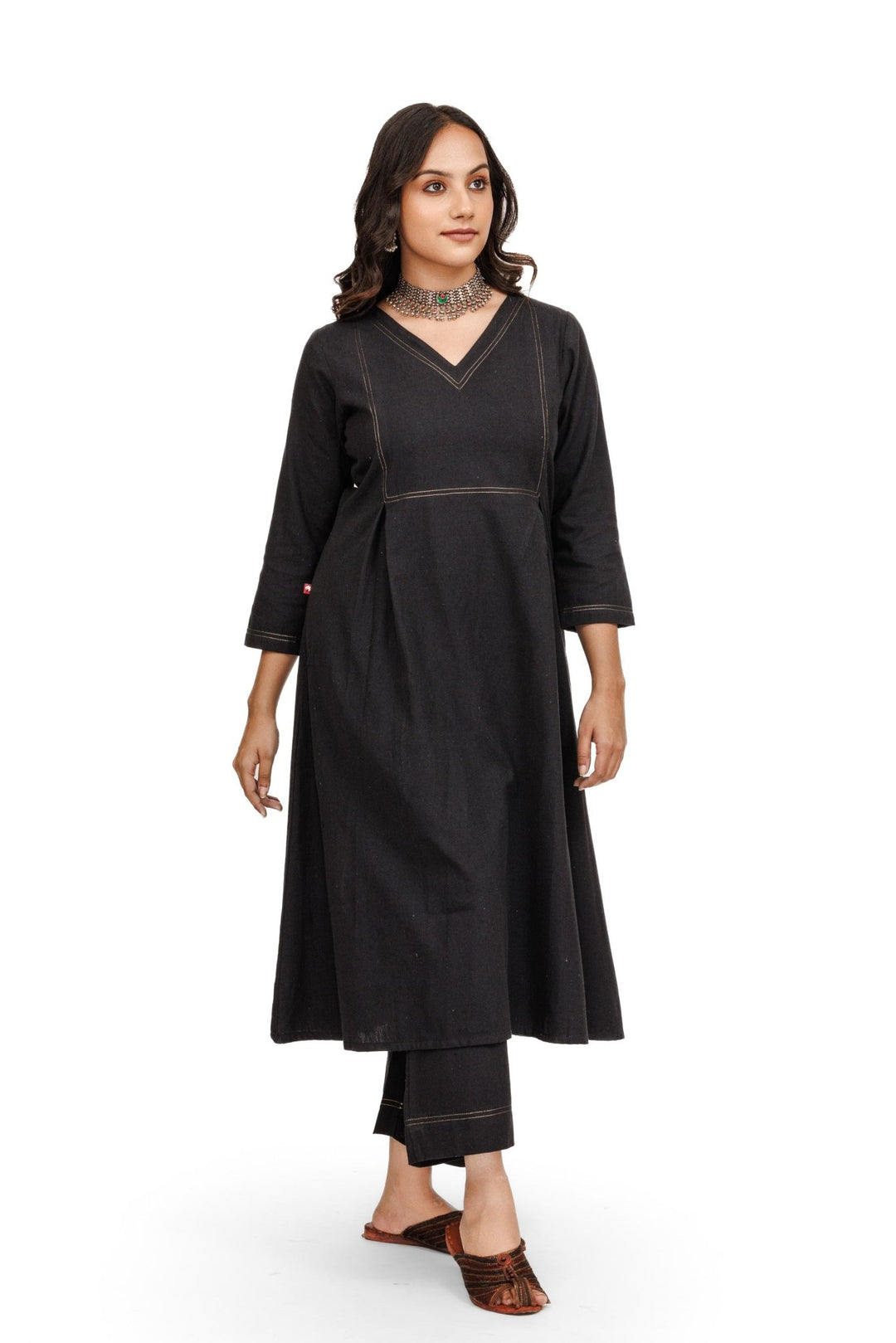 Handloom Kurta With Lower - womenswear - 1076/W/KUP/BK