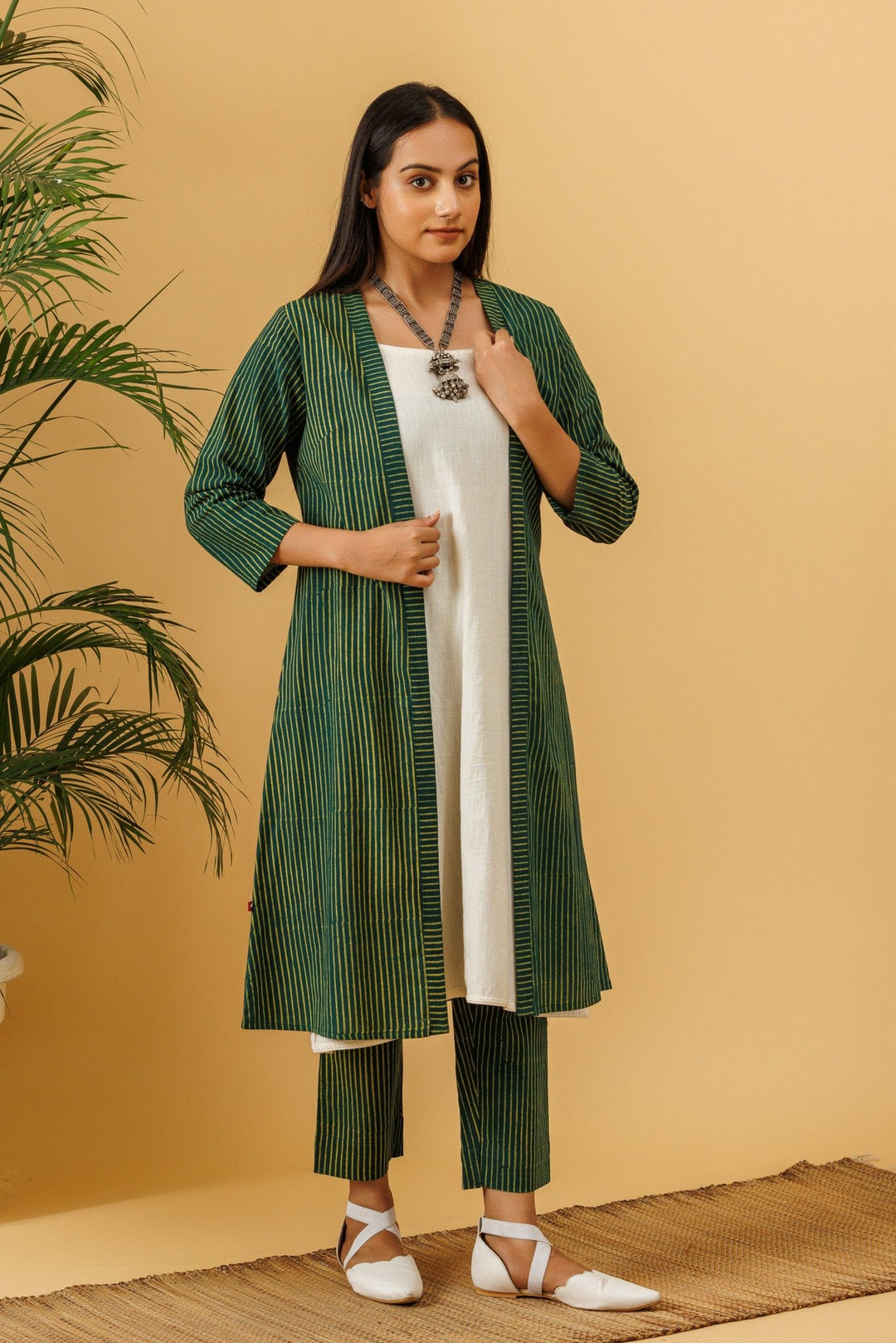Harini Hand Block Print Cape With Pants and Inner - womenswear - 1077/W/JIP/ASOW