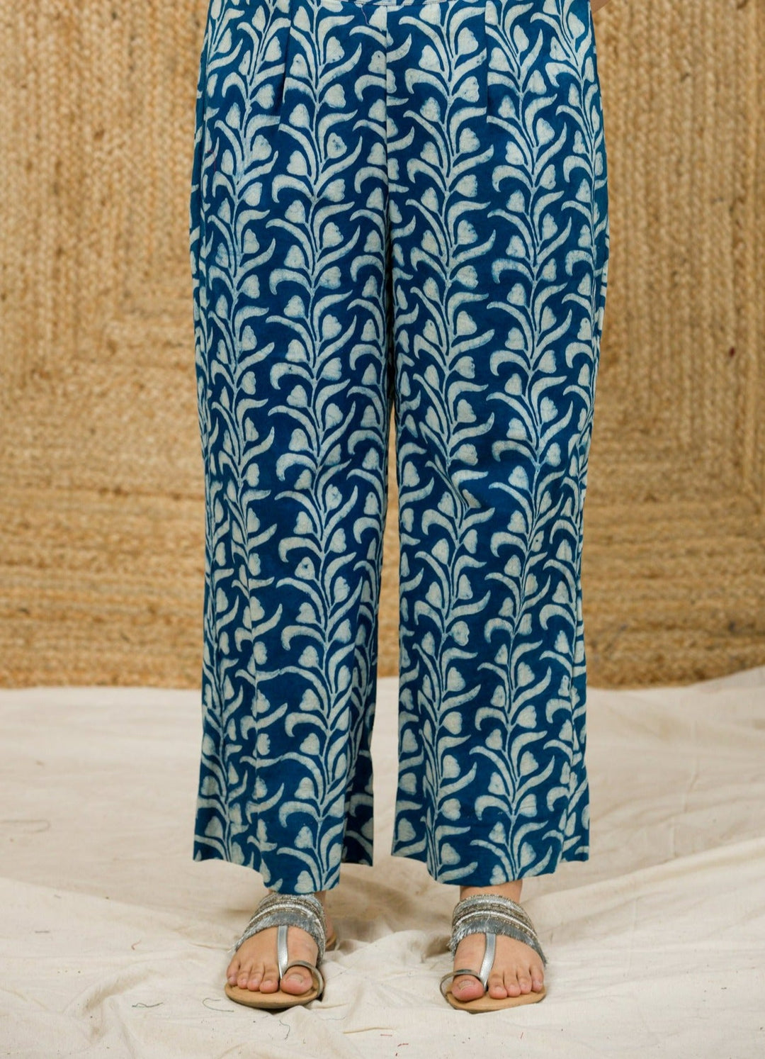Indigo Hand Block Print Pants - womenswear - 1079/W/P/I