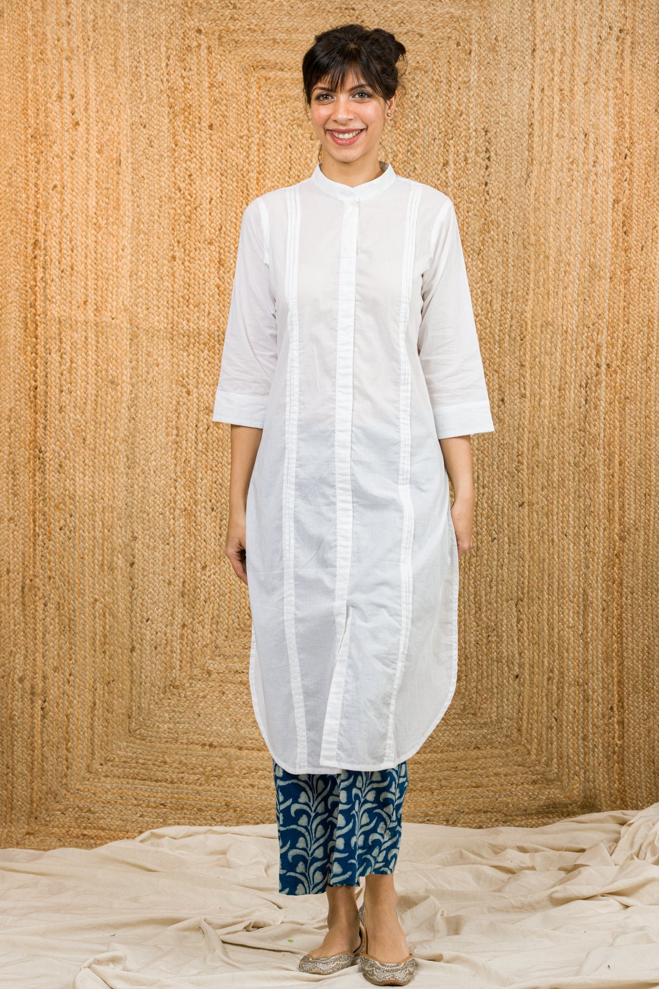 Buy Pink White Kurta Stripe Pant Set Handloom Cotton Block Print Shorts for  Best Price, Reviews, Free Shipping