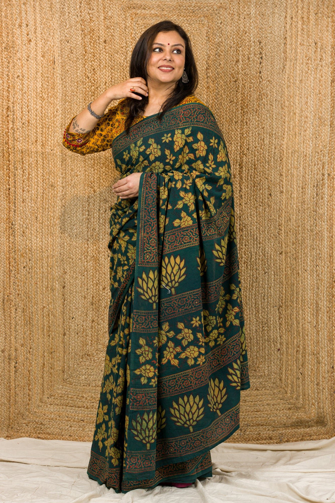 Asavri Hand Block Saree - womenswear - 1111/W/SR/AS