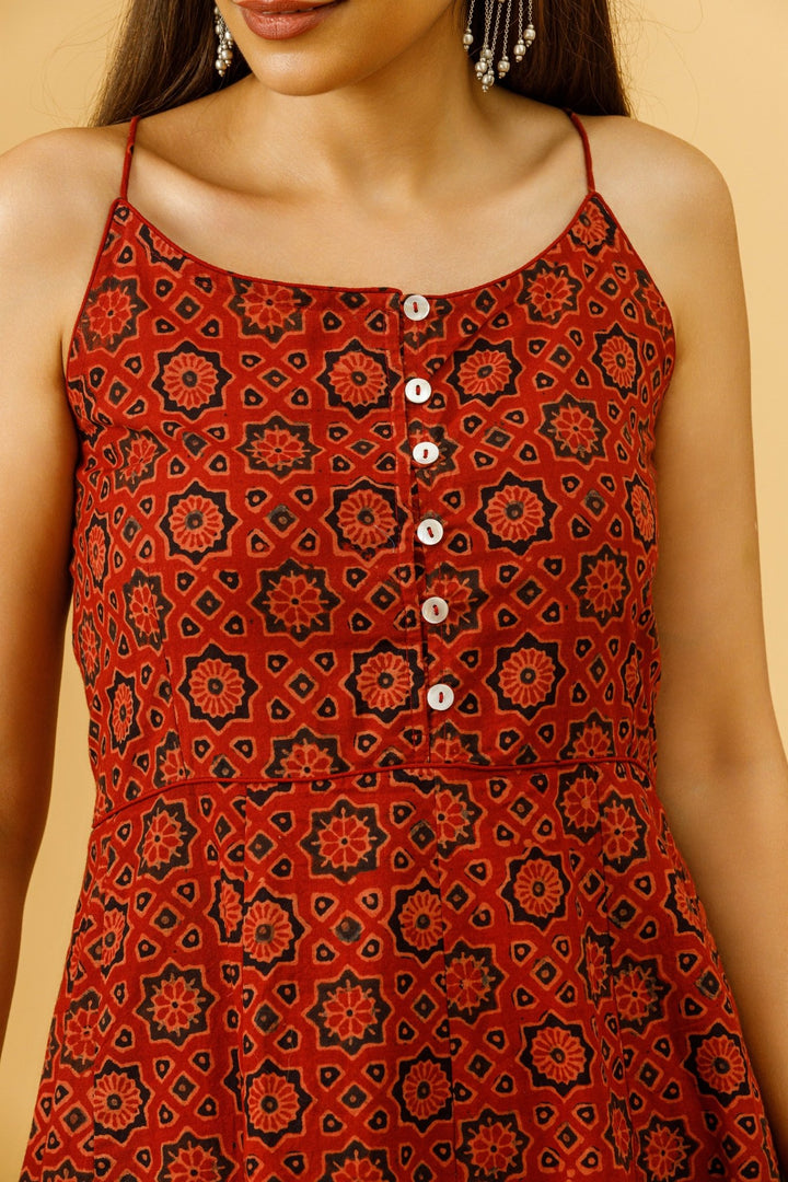 Damini Ajrakh Hand Block Print Dress - womenswear -